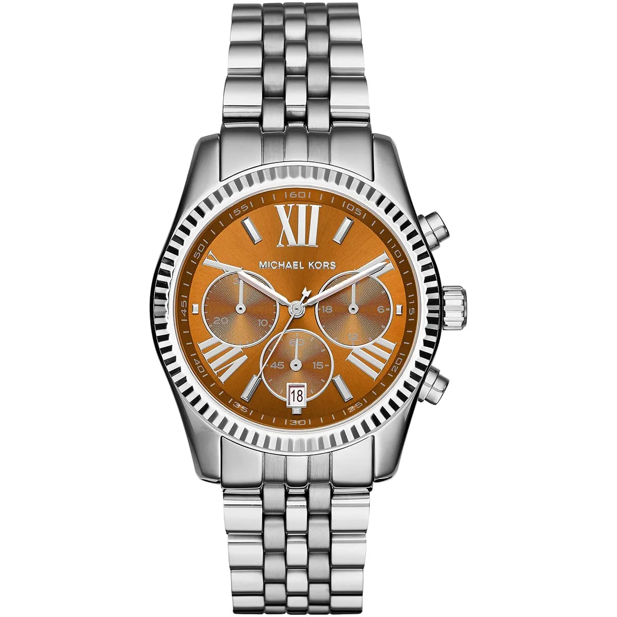 Michael Kors Lexington MK6221 Chronograph Quartz Brown Dial Stainless Steel Chain Ladies Watch
