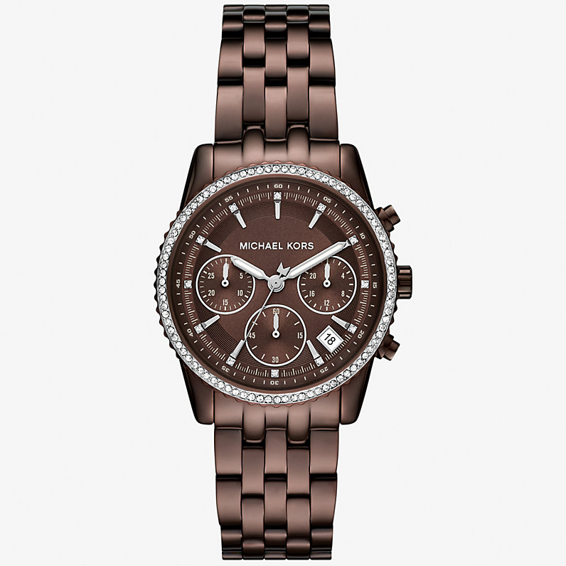 Michael Kors Mini Bryant MK7559 Chronograph Quartz Brown-Tone Stainless Steel Chain Ladies Watch