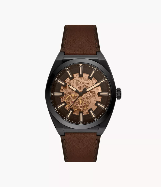 Fossil Everett ME3207 Automatic Dark Brown Genuine Leather Men’s Watch