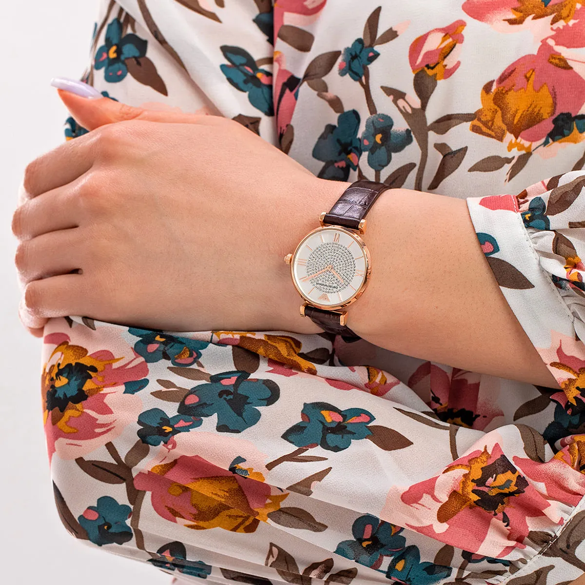 Emporio Armani Gianni T-Bar AR11269 Quartz Stainless Steel Original Leather Strap Ladies Watch