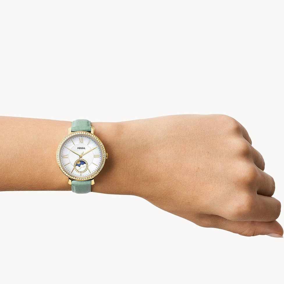 Fossil Jacqueline ES5168 Moonphase Quartz Genuine Leather Women’s Watch