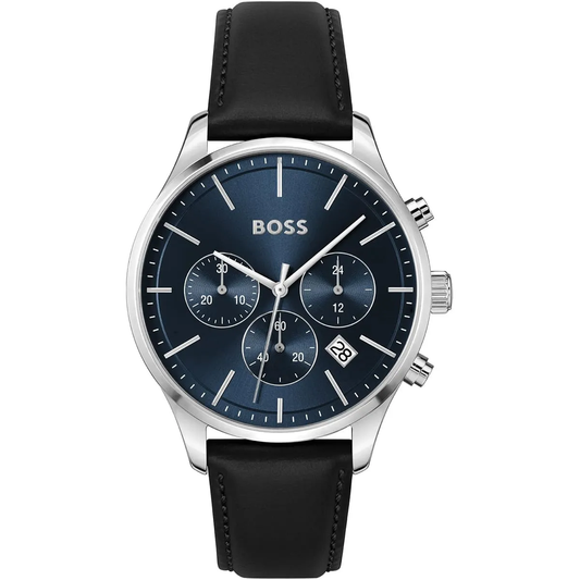 Hugo Boss Avery HB1514156 Chronograph Quartz Blue Dial Genuine Leather Strap Men’s Watch