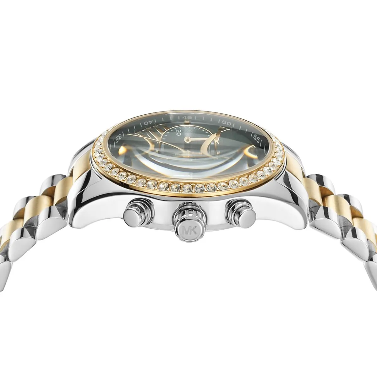 Michael Kors Lexington MK7303 Chronograph Quartz Green Dial Stainless Steel Chain Ladies Watch