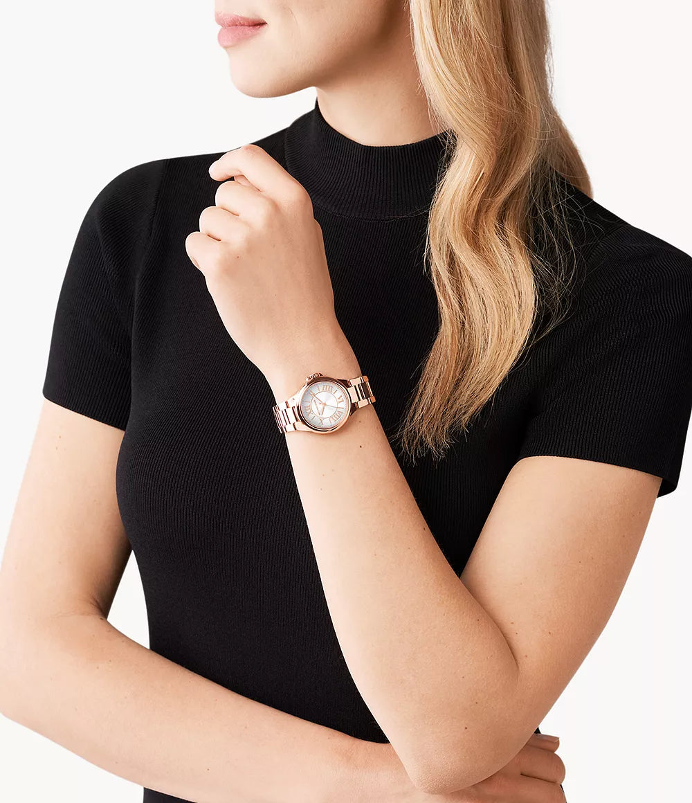 Michael Kors Camille MK7256 Quartz White Dial Stainless Steel Rose Gold Chain Ladies Watch