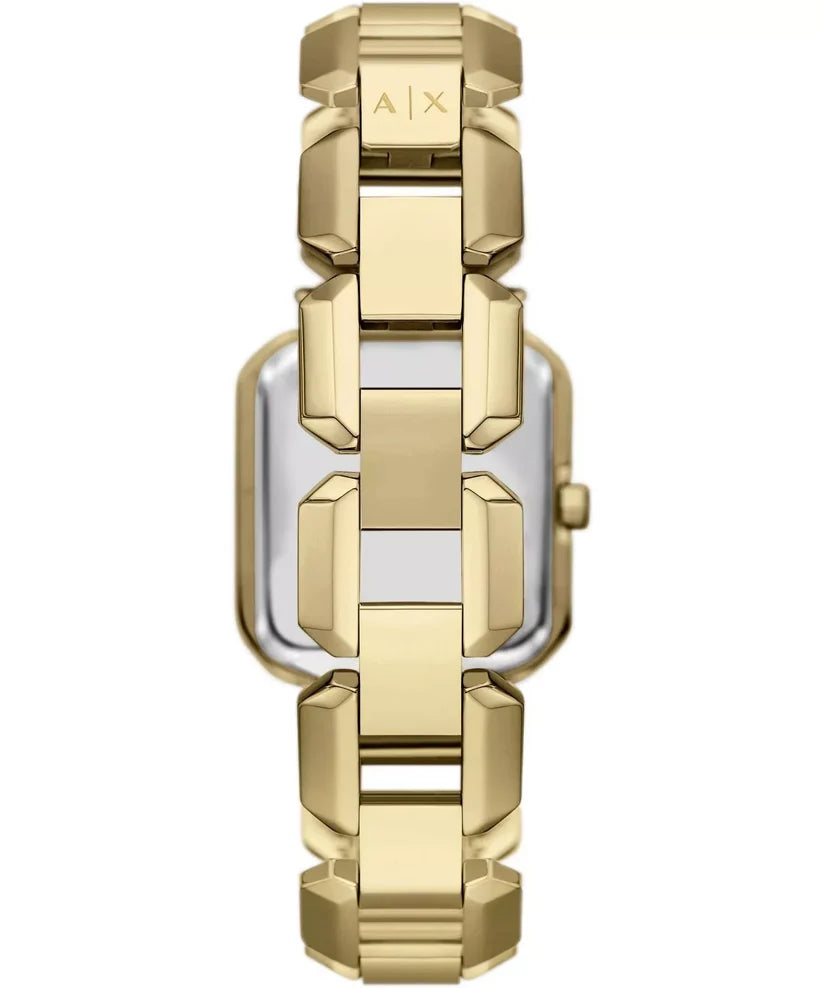 Armani Exchange A|X Leila AX5734 Gold-Tone Quartz Red Dial Stainless Steel Chain Ladies Watch
