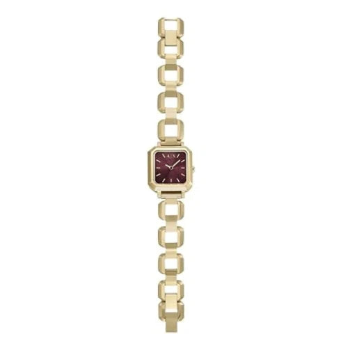 Armani Exchange A|X Leila AX5734 Gold-Tone Quartz Red Dial Stainless Steel Chain Ladies Watch