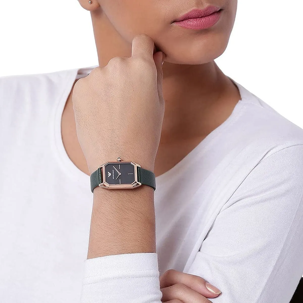 Emporio Armani Gioia AR11149 Quartz Mother Of Pearl Dial Genuine Leather Strap Ladies Watch