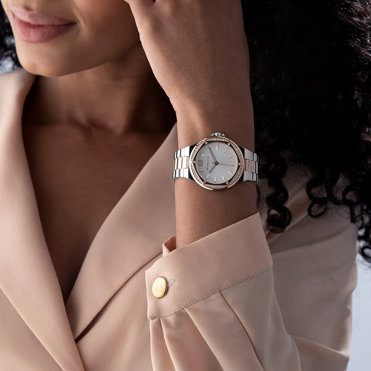 Michael Kors Lennox MK6989 Quartz White Dial Stainless Steel Chain Ladies Watch