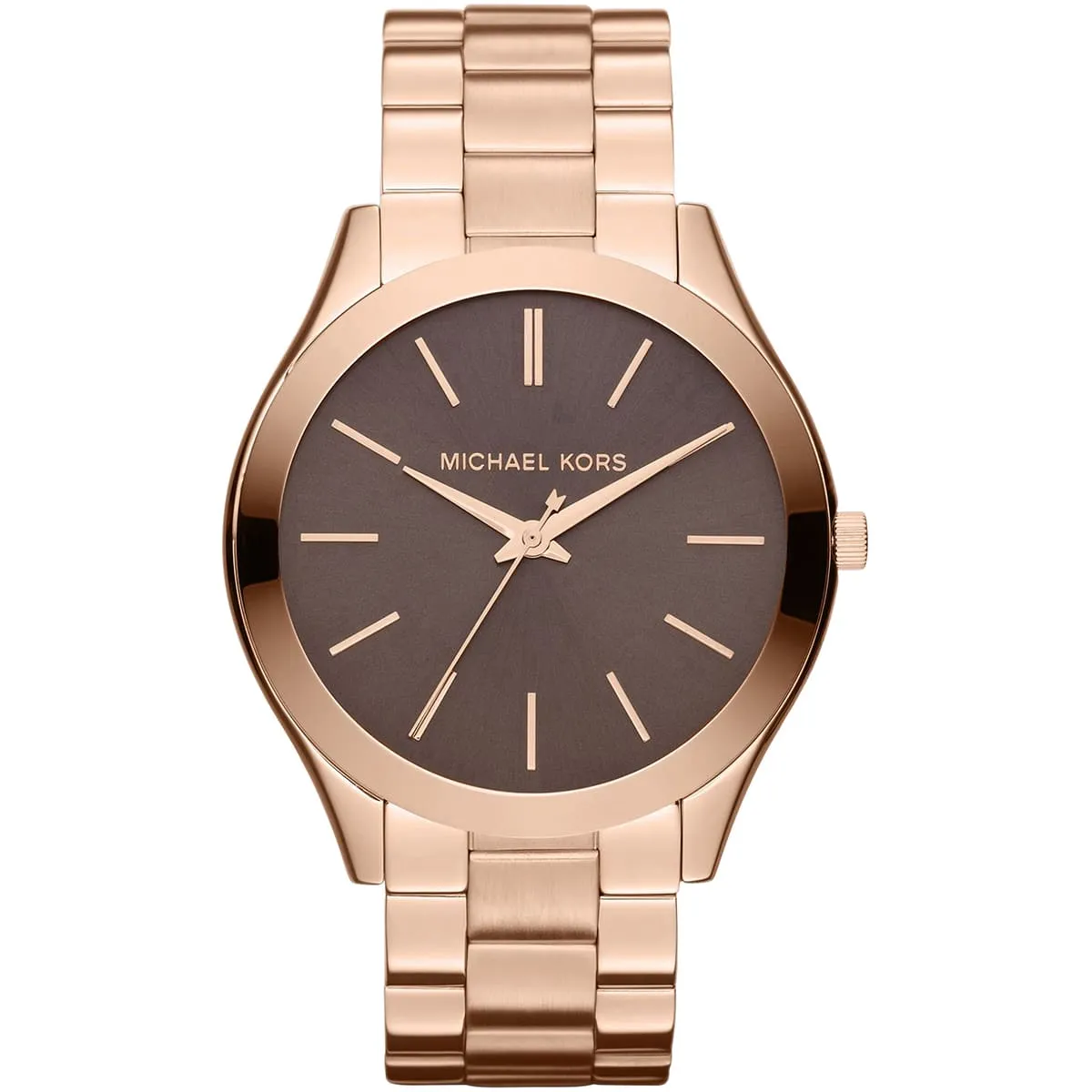 Michael Kors Slim Runway MK3181 Brown Dial Quartz Rose Gold Tone Stainless Steel Women’s Watch