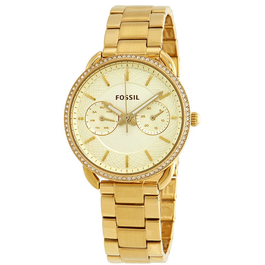 Fossil Tailor ES4263 Chronograph Quartz Gold Dial Stainless Steel Chain Lady’s Watch