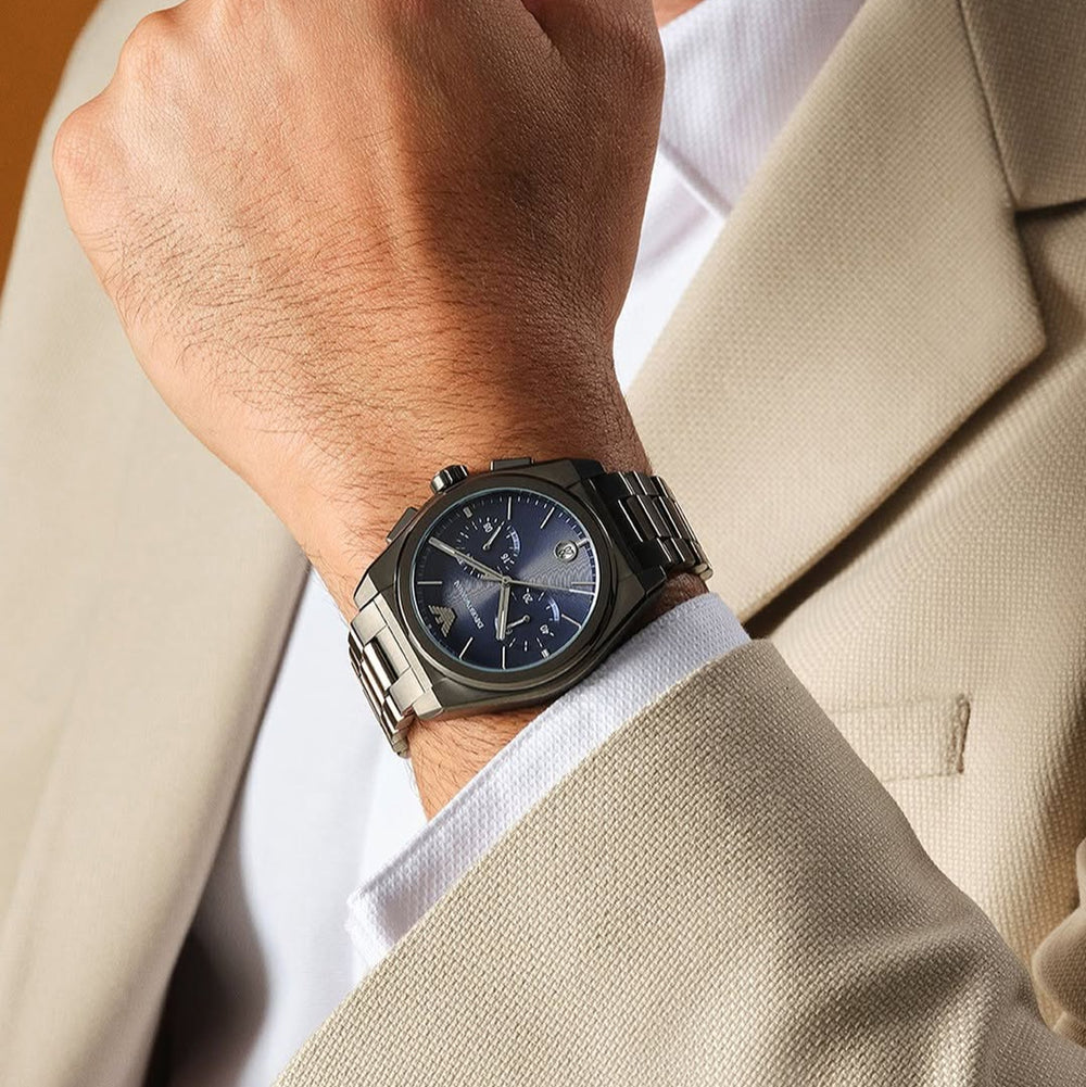 Emporio Armani Federico AR11561 Chronograph Quartz Blue Dial Stainless Steel Chain Men’s Watch