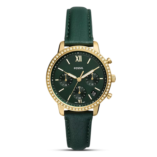 Fossil Neutra ES5239 Chronograph Quartz Green Satin Dial Genuine Leather Women’s Watch