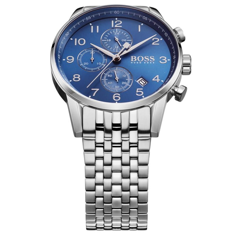 Hugo Boss Navigator HB1513498 Chronograph Quartz Blue Dial Stainless Steel Chain Men’s Watch