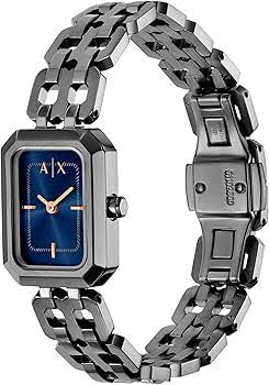 Armani Exchange A|X Faye AX5812 Gunmetal Quartz Blue Dial Stainless Steel Chain Ladies Watch