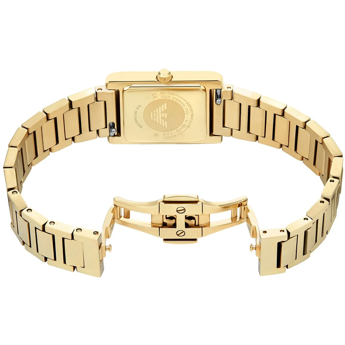 Emporio Armani Genni AR11659 Quartz Gold-Tone Mother Of Pearl Dial Stainless Steel Chain Lady’s Watch