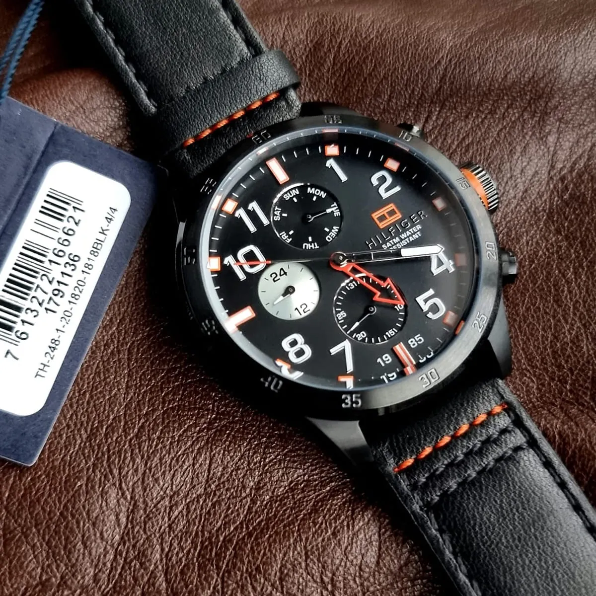 Tommy Hilfiger Trent 1791136 Multi-Function Chronograph Quartz Genuine Leather Strap Men’s Watch