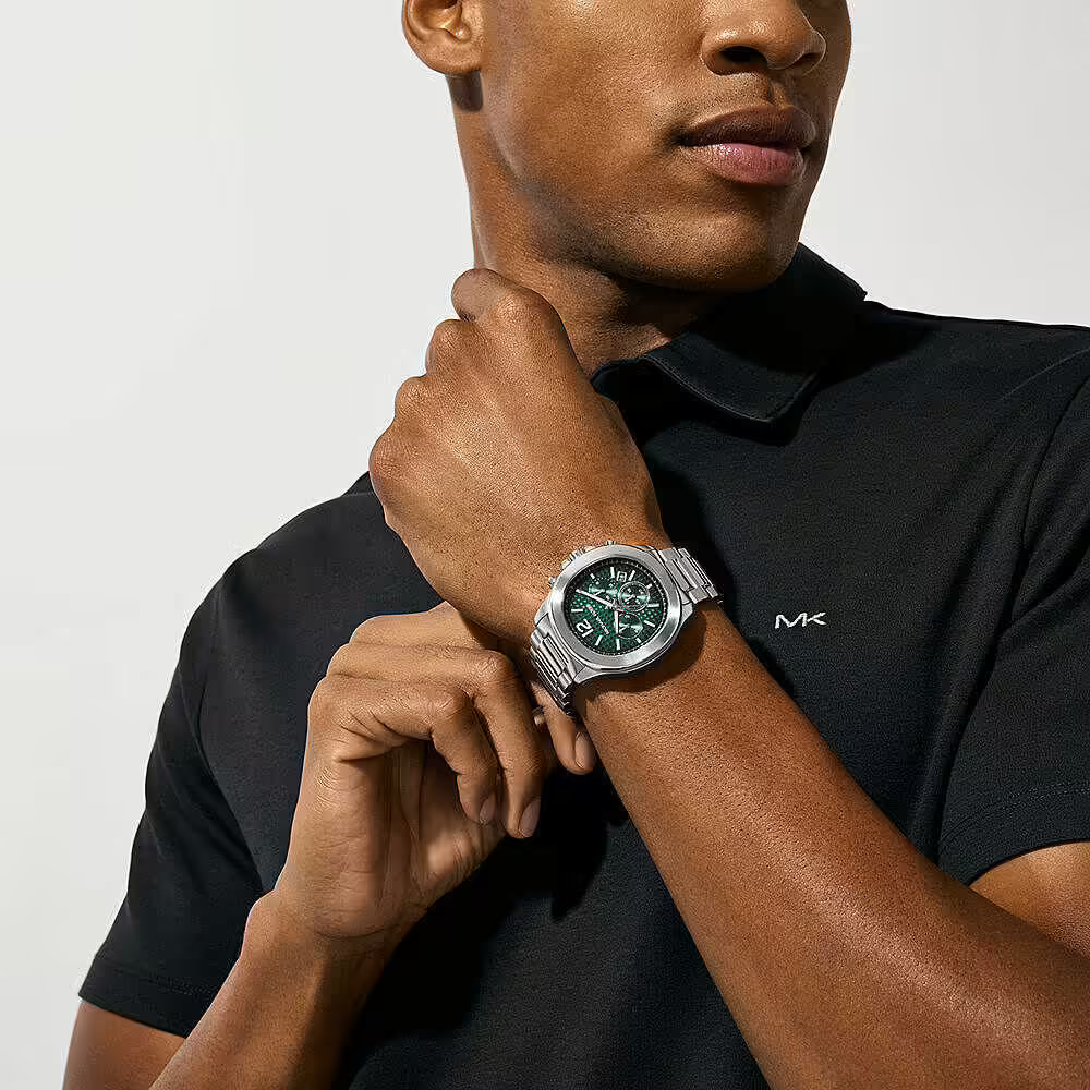 Michael Kors Sage Oversized MK9191 Green Dial Chronograph Quartz Stainless Steel Chain Men’s Watch