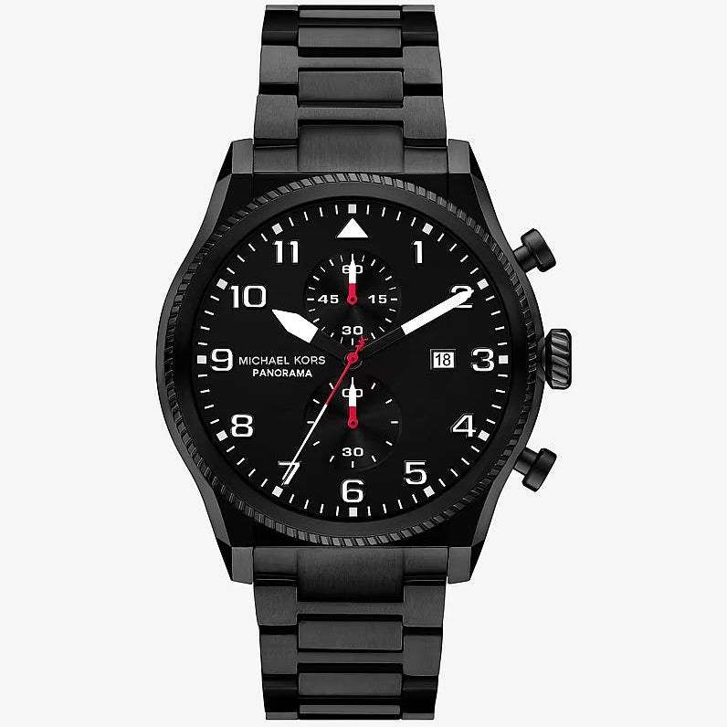 Michael Kors Panorama MK9198 Chronograph Quartz Black Dial Stainless Steel Chain Men’s Watch