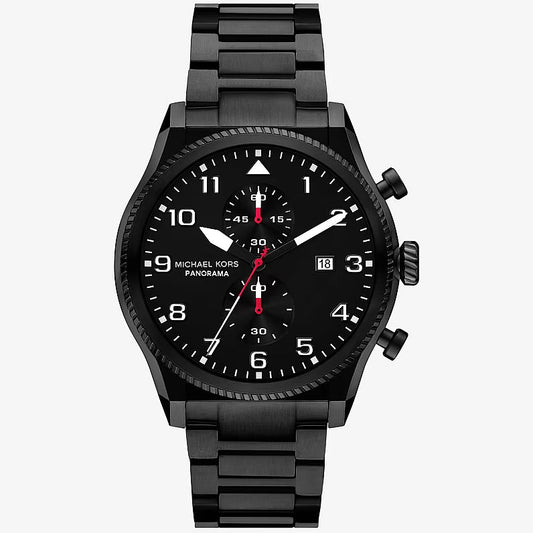 Michael Kors Panorama MK9198 Chronograph Quartz Black Dial Stainless Steel Chain Men’s Watch