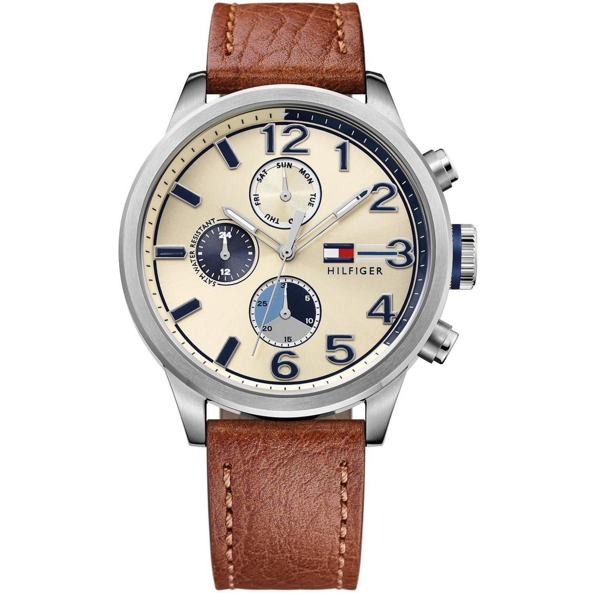 Tommy Hil-figer Jackson 1791239 Multi-Function Chronograph Quartz Genuine Leather Strap Men’s Watch