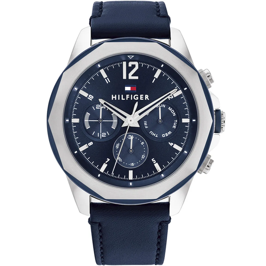 Tommy Hil-figer Lars 1792063 Multi-function Chronograph Quartz Genuine Leather Strap Men’s Watch
