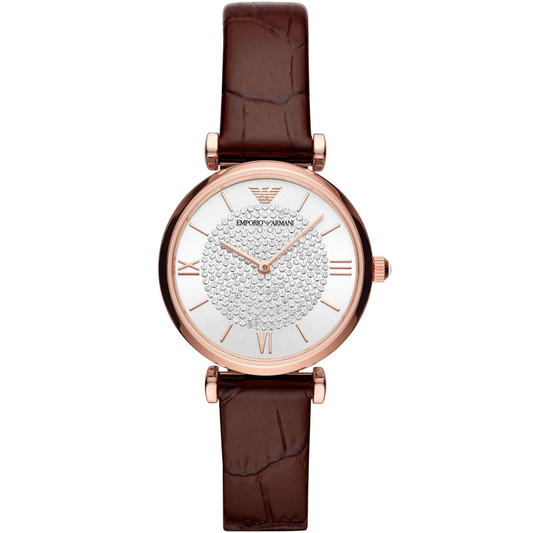 Emporio Armani Gianni T-Bar AR11269 Quartz Stainless Steel Original Leather Strap Ladies Watch