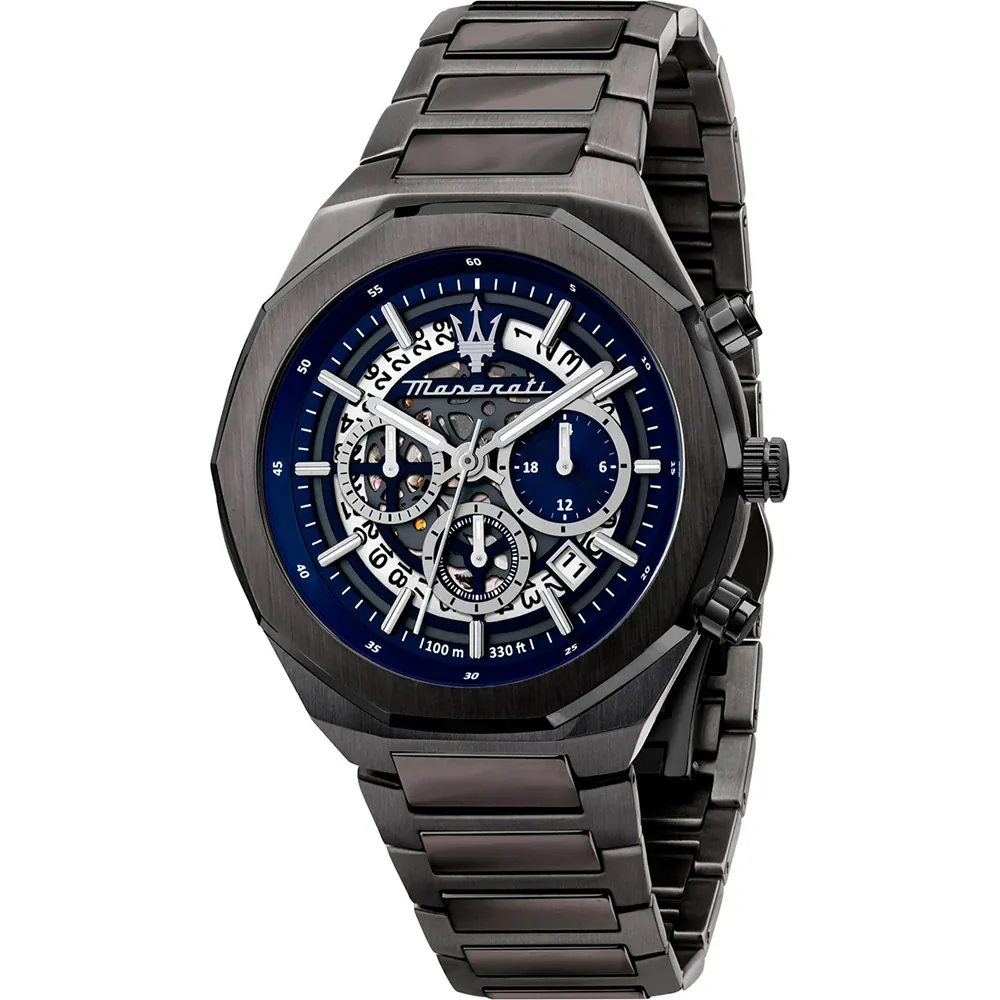 Maserati Stile R8873642012 Chronograph Quartz Skeleton Dial Stainless Steel Chain Men’s Watch