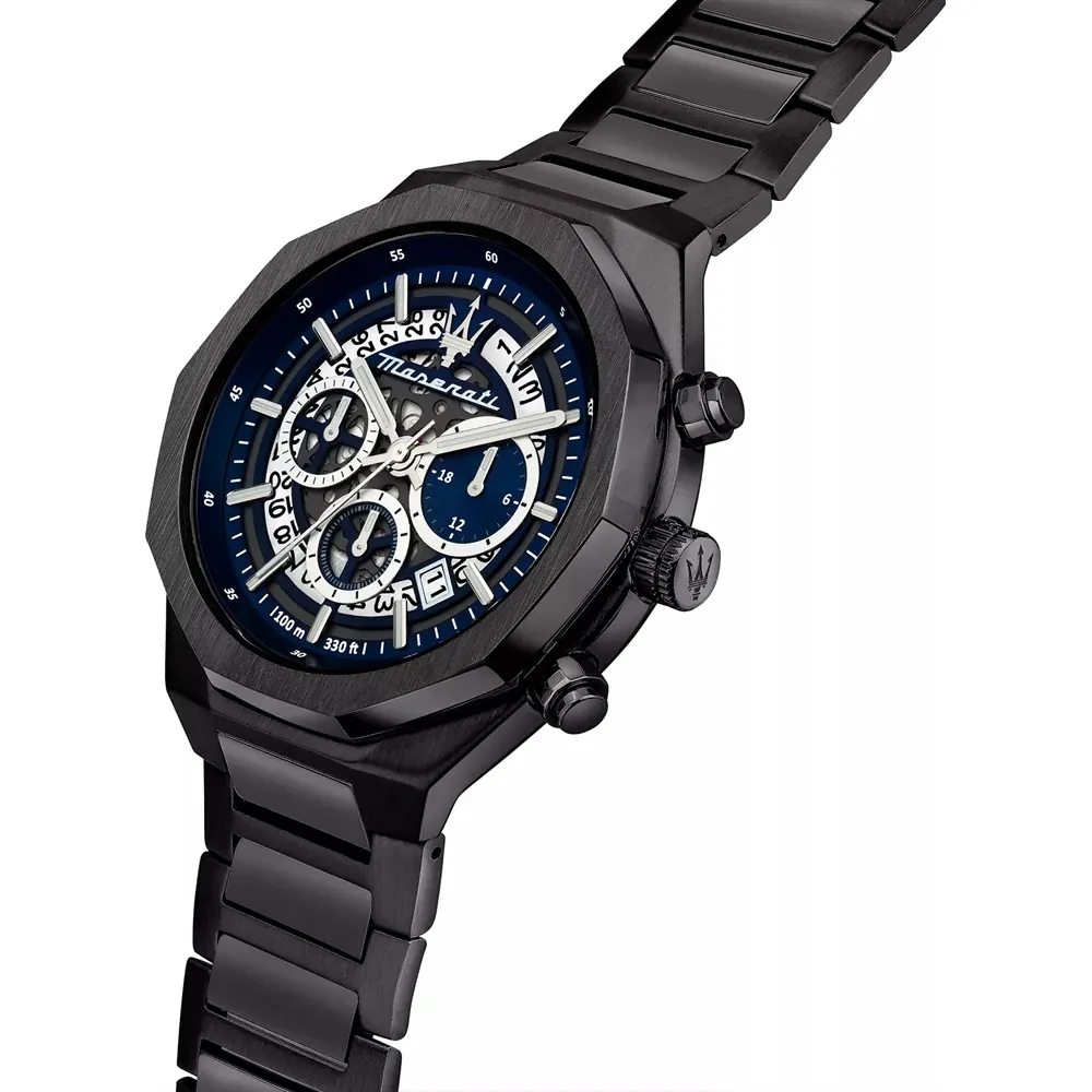 Maserati Stile R8873642012 Chronograph Quartz Skeleton Dial Stainless Steel Chain Men’s Watch
