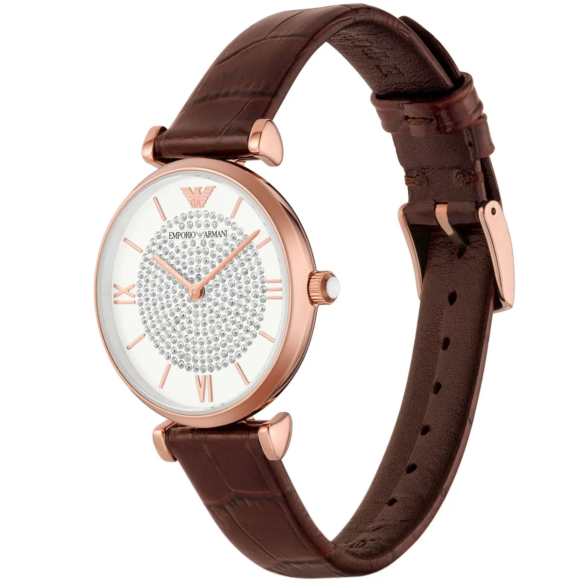 Emporio Armani Gianni T-Bar AR11269 Quartz Stainless Steel Original Leather Strap Ladies Watch