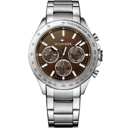 Tommy Hilfiger Hudson 1791229 Chronograph Quartz Brown Dial Stainless Steel Chain Men’s Watch