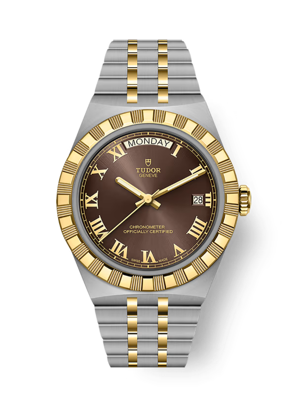 Tudor Royal Day-Date Automatic Brown Dial Stainless Steel Chain Men's Watch