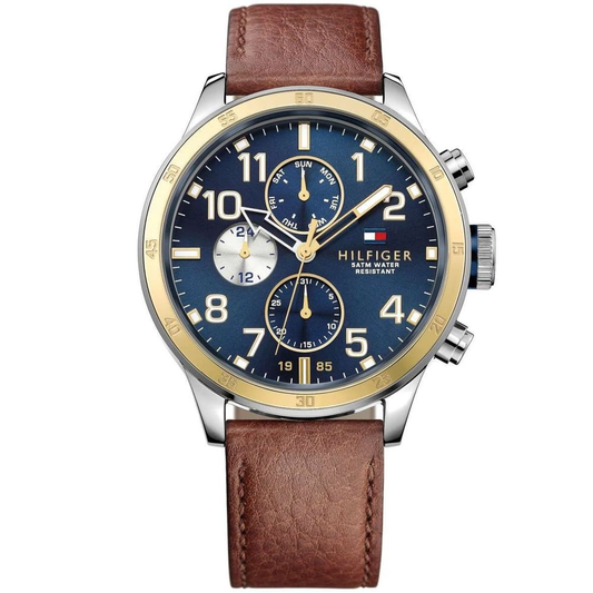 Tommy Hilfiger Trent 1791137 Multi-Function Chronograph Quartz Genuine Leather Strap Men’s Watch