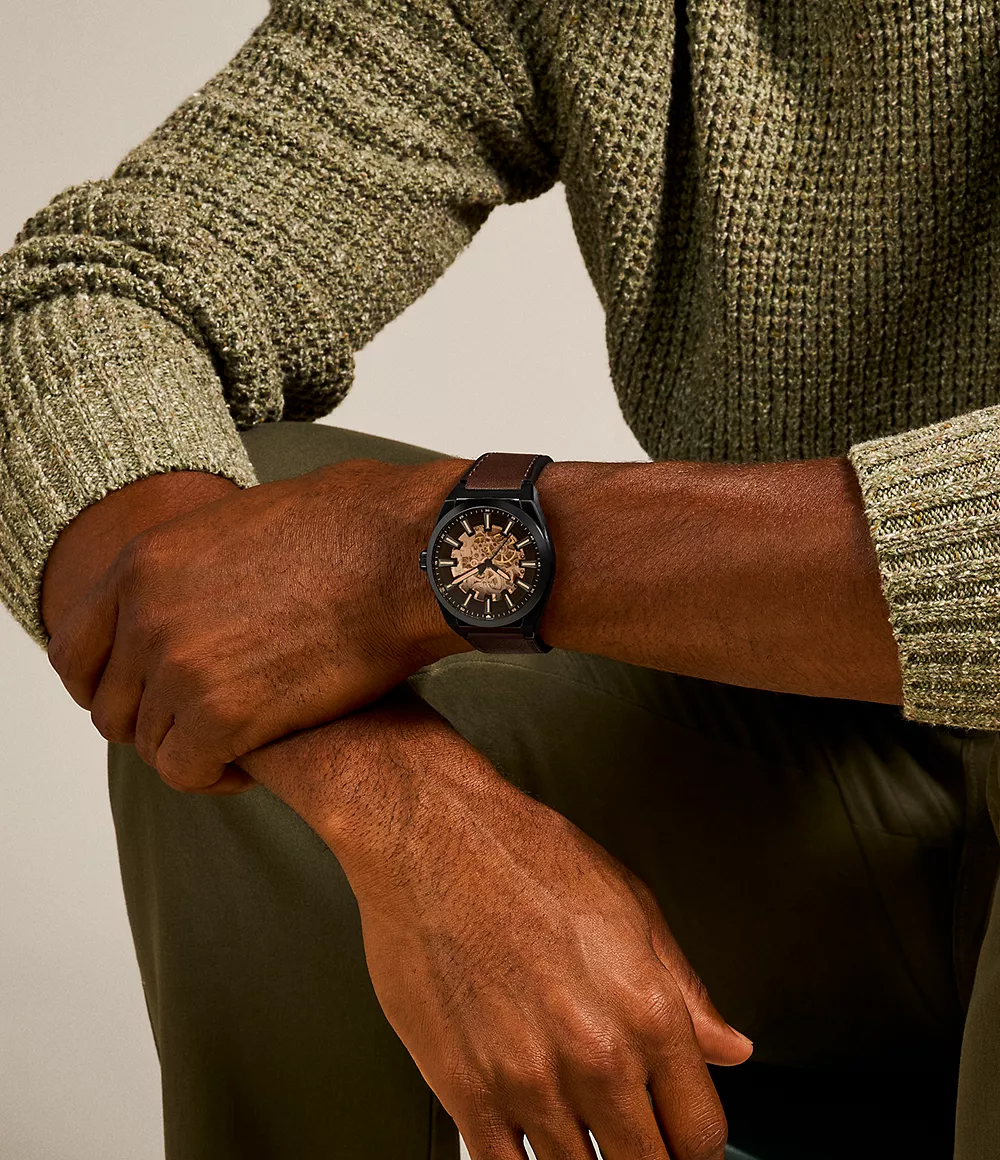 Fossil Everett ME3207 Automatic Dark Brown Genuine Leather Men’s Watch