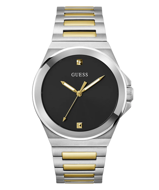 Guess Vinyl GW0833G3 Quartz Black Dial Silver & Golden-Tone Stainless Steel Chain Men’s Watch