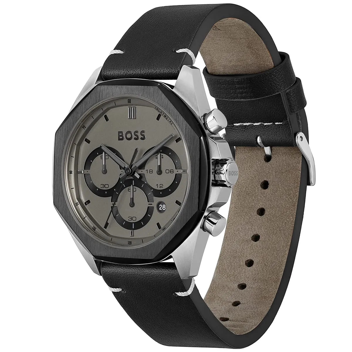 Hugo Boss Cloud HB1514014 Chronograph Quartz Gray Dial Stainless Steel Genuine Leather Strap Men’s Watch