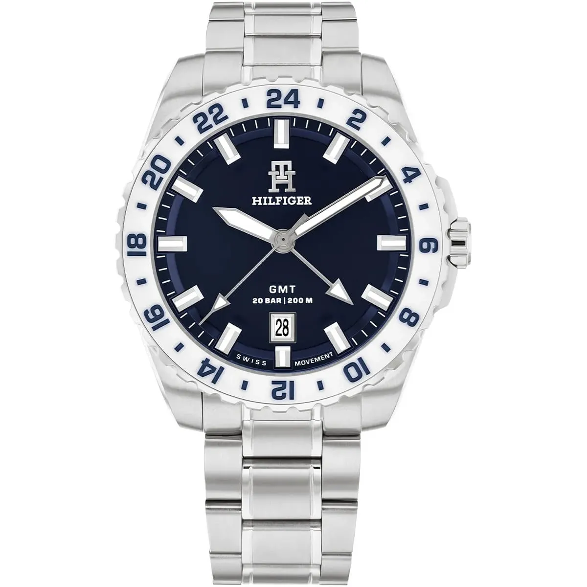 Tommy Hilfiger 1792132 TH85 GMT Quartz Blue Dial Stainless Steel Chain Men’s Watch