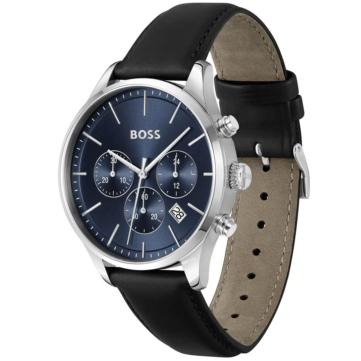 Hugo Boss Avery HB1514156 Chronograph Quartz Blue Dial Genuine Leather Strap Men’s Watch