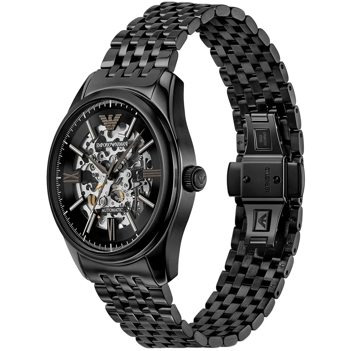 Emporio Armani Antonio AR60093 Automatic Skeleton Dial Stainless Steel Chain Men’s Watch