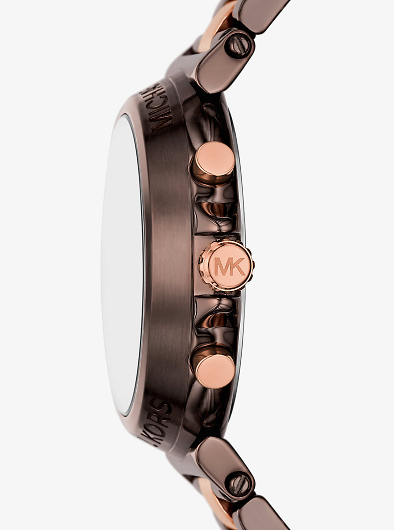 Michael Kors Maren MK7496 Chronograph Quartz Brown Dial Two-Tone Stainless Steel Chain Ladies Watch