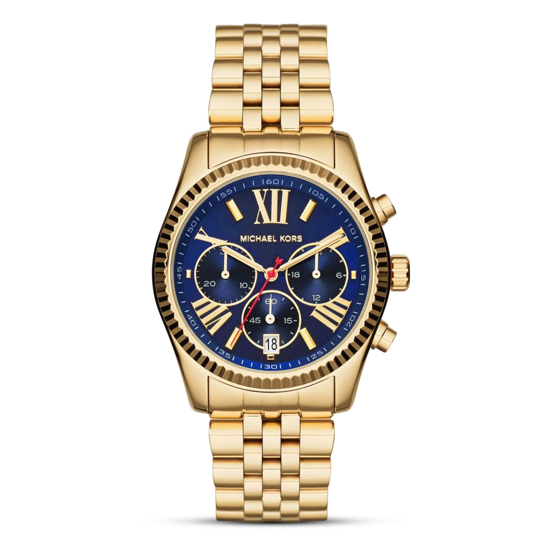 Michael Kors Lexington MK6206 Chronograph Quartz Blue Dial Stainless Steel Chain Ladies Watch