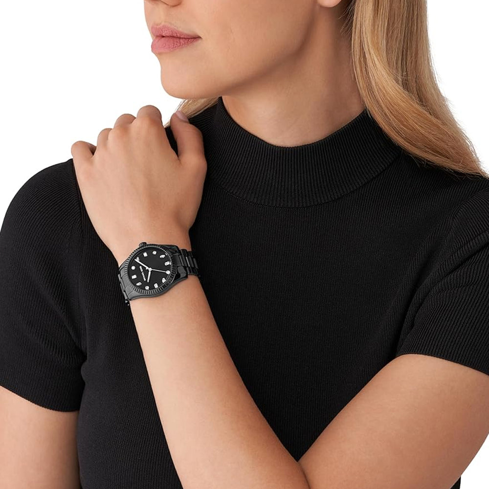 Michael Kors Lexington MK7442 Quartz Black Dial Stainless Steel Chain Ladies Watch