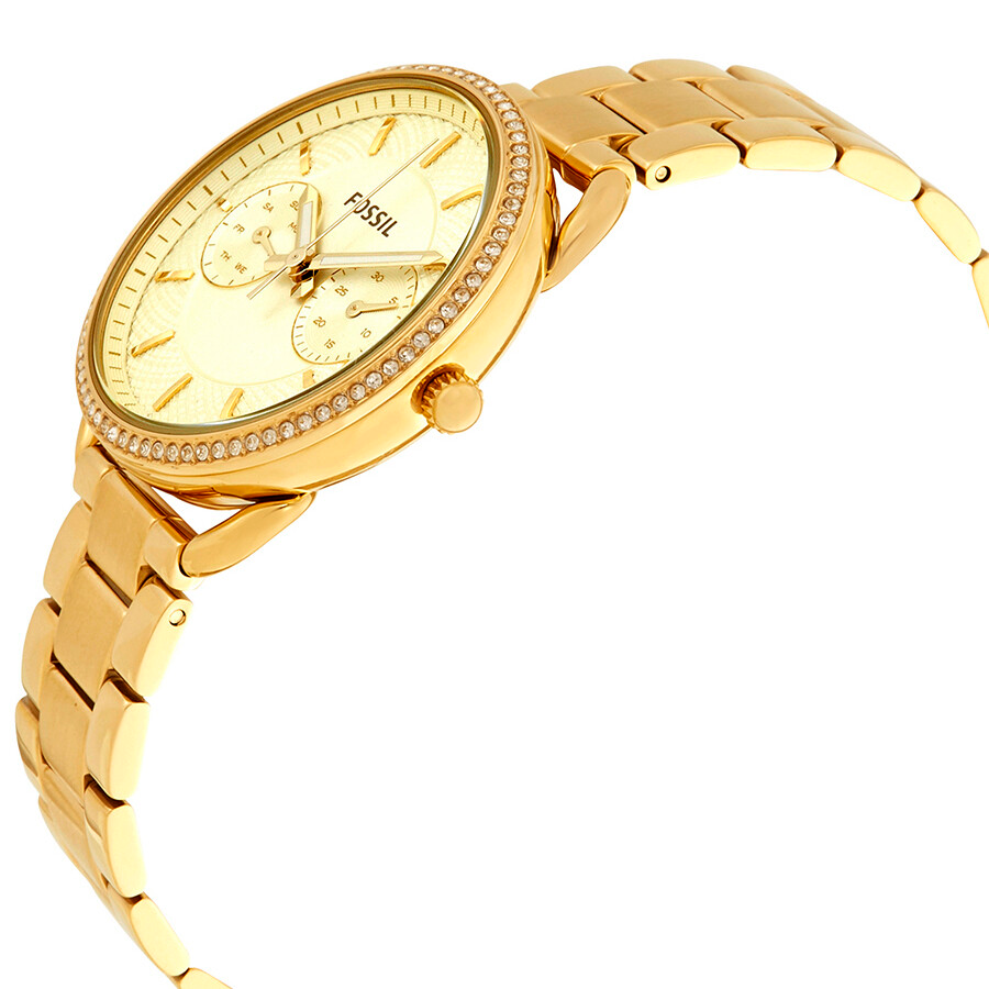 Fossil Tailor ES4263 Chronograph Quartz Gold Dial Stainless Steel Chain Lady’s Watch