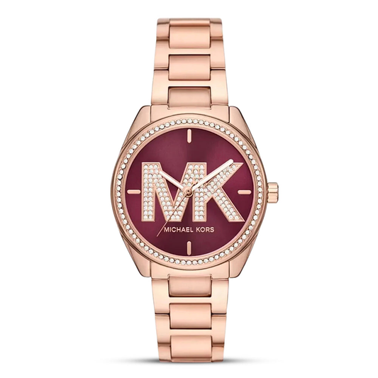 Michael Kors Janelle MK7382 Quartz Royal Red Dial Stainless Steel Chain Ladies Watch
