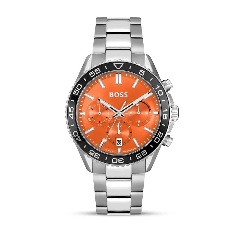 Hugo Boss Runner HB1514162 Chronograph Orange Dial Quartz Stainless Steel Chain Men’s Watch
