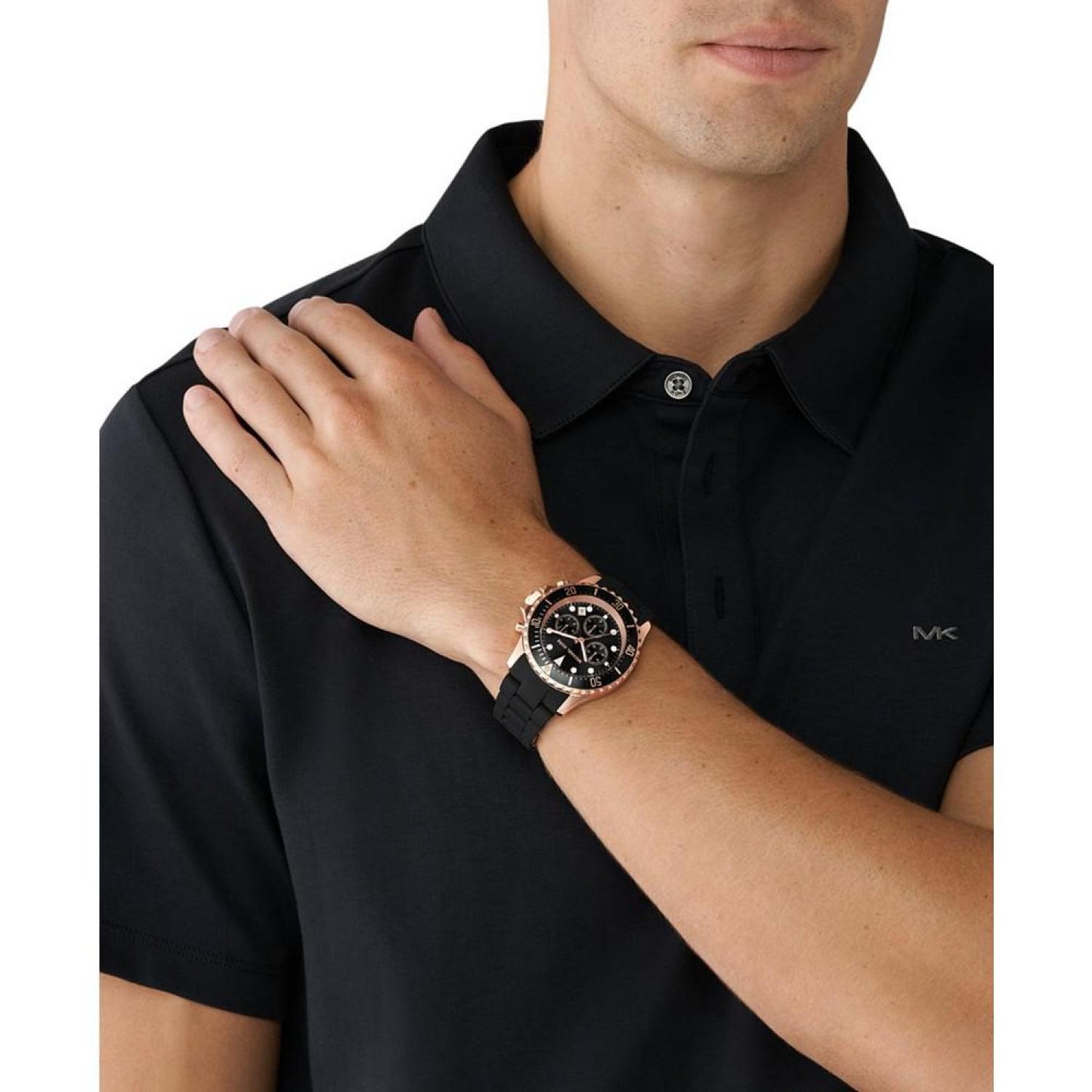 Michael Kors Everest MK9055 Chronograph Quartz Black Dial Stainless Steel & Rubber Chain Men’s Watch