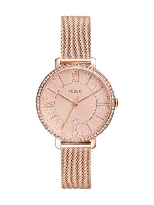 Fossil Jacqueline ES4628 Quartz Rose Gold-Tone Stainless Steel Mesh Bracelet Women’s Watch