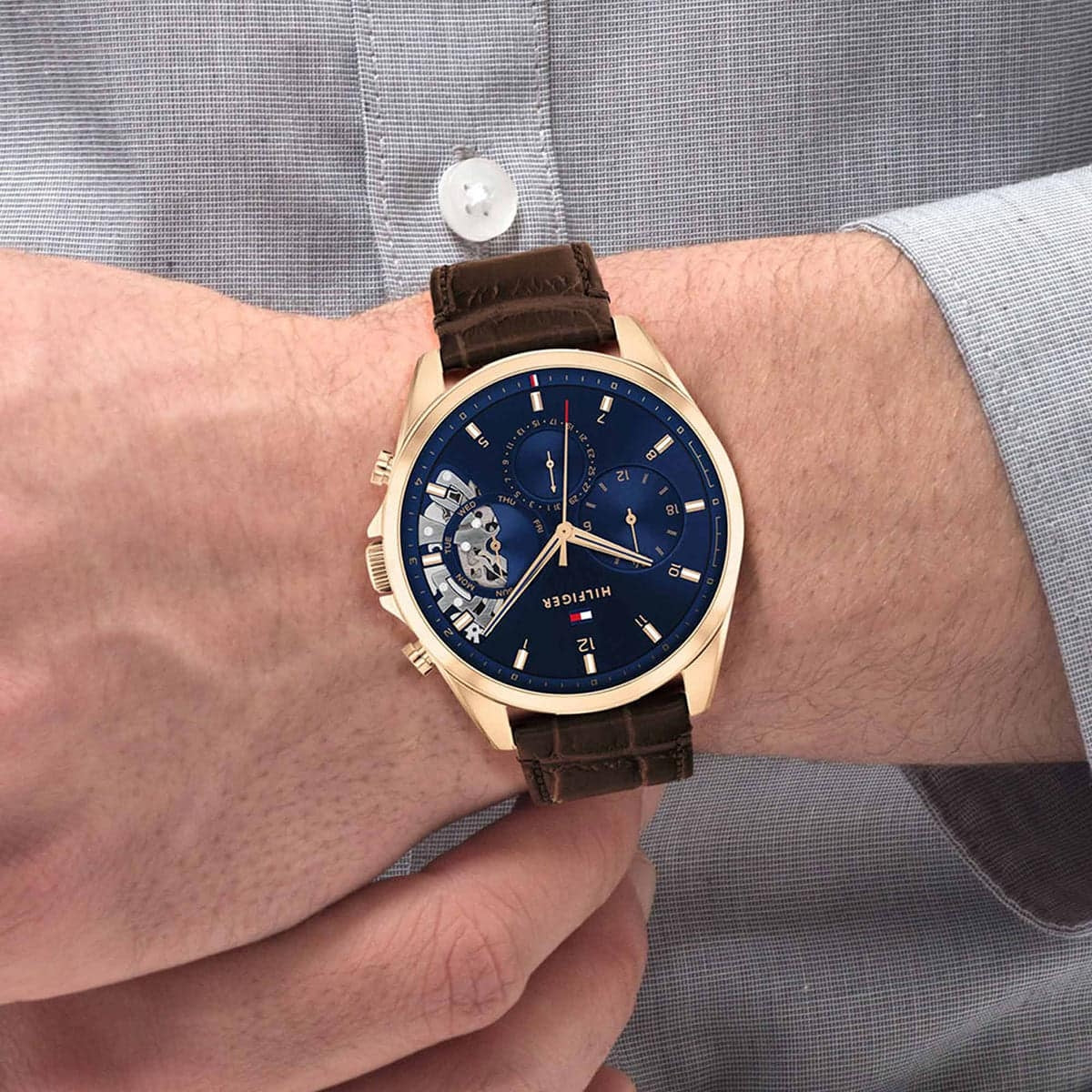 Tommy Hilfiger Baker TH1710453 Chronograph Quartz Genuine Leather Strap Men’s Watch