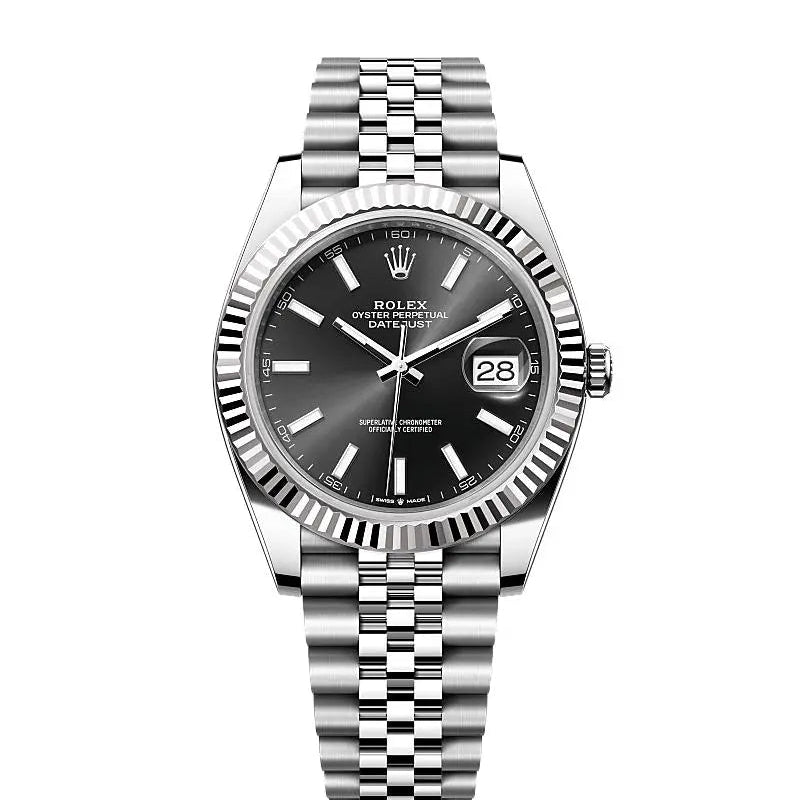 Rolex Datejust Black Dial Oyster Perpetual Automatic Full Silver Stainless Steel Chain Men’s Watch