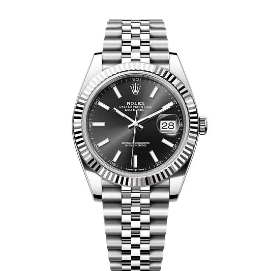 Rolex Datejust Black Dial Oyster Perpetual Automatic Full Silver Stainless Steel Chain Men’s Watch