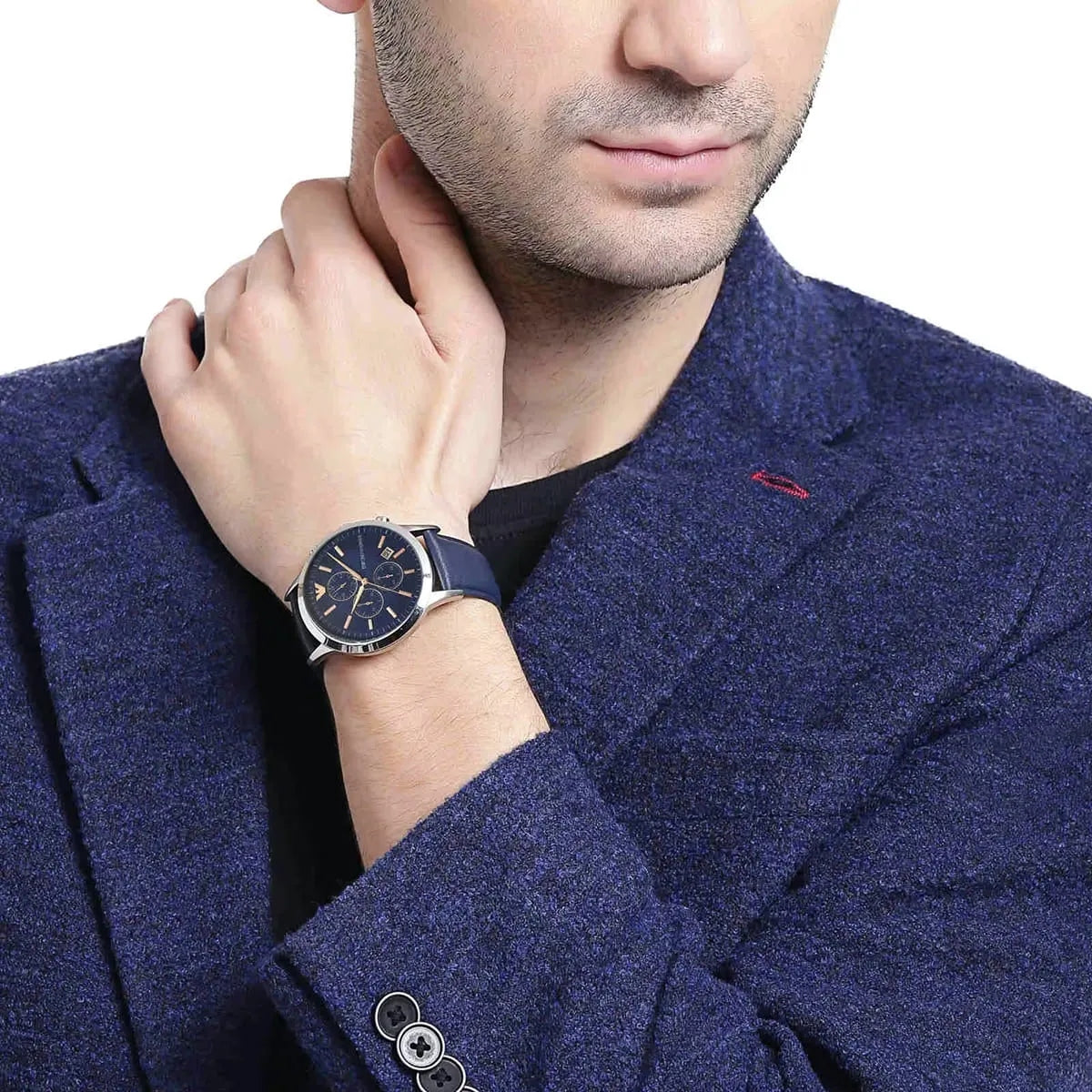 Emporio Armani Sleek Renato AR11216 Chronograph Quartz Genuine Leather Strap Men’s Watch